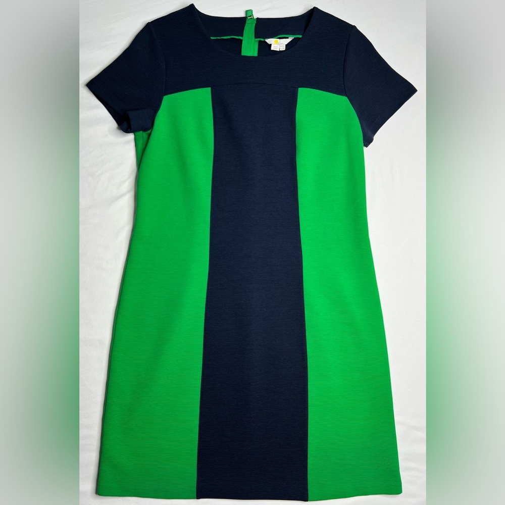 Boden Green and Navy Colorblock Short Sleeve Shift Dress